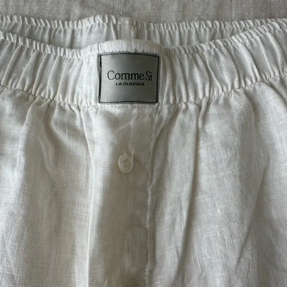 Comme Si -Ivory Wide-Leg Linen Boxer Pants - Picture 7 of 8